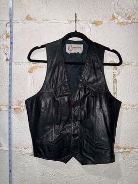 Vintage Chess King Genuine Leather Button Front Biker Vest